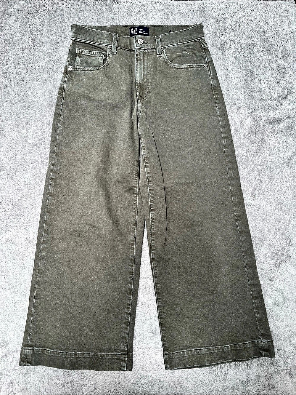 Gap High Rise Wide Leg Crop Jeans Green Waist 28 Size 6